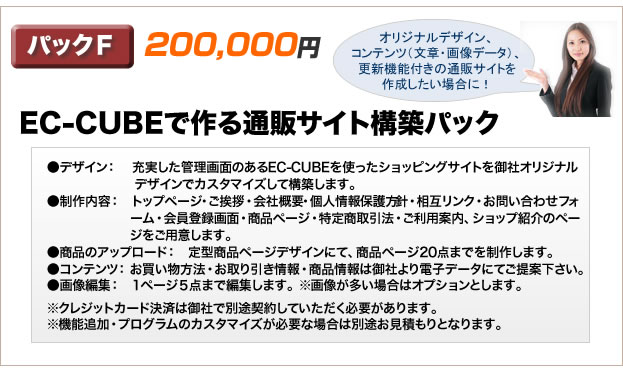 パックＦ　EC-CUBEで作る通販サイト構築パック 200,000円